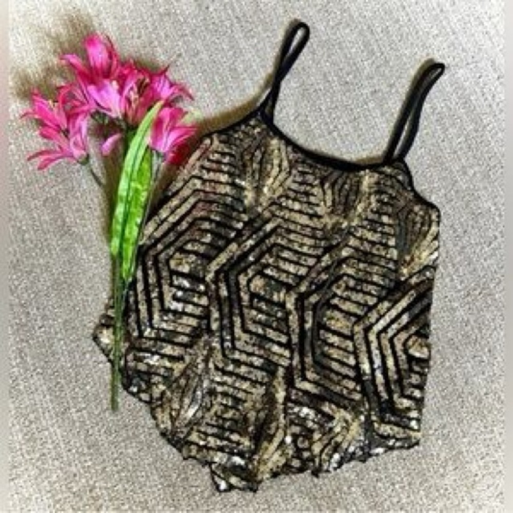 Rue21 Black and Gold Sequin Camisole